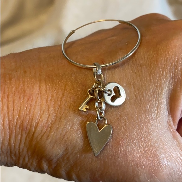 Sterling Silver hoops with charms - Picture 2 of 3